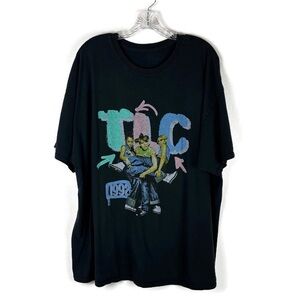 TLC Unisex Short Sleeve Colorful Graphic Band Tee in Black